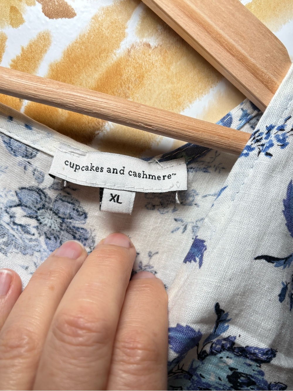 Cupcake & Cashmere Blue Floral Blouse | Coastal Chic Feminine Top | Cottagecore - Picture 3 of 10
